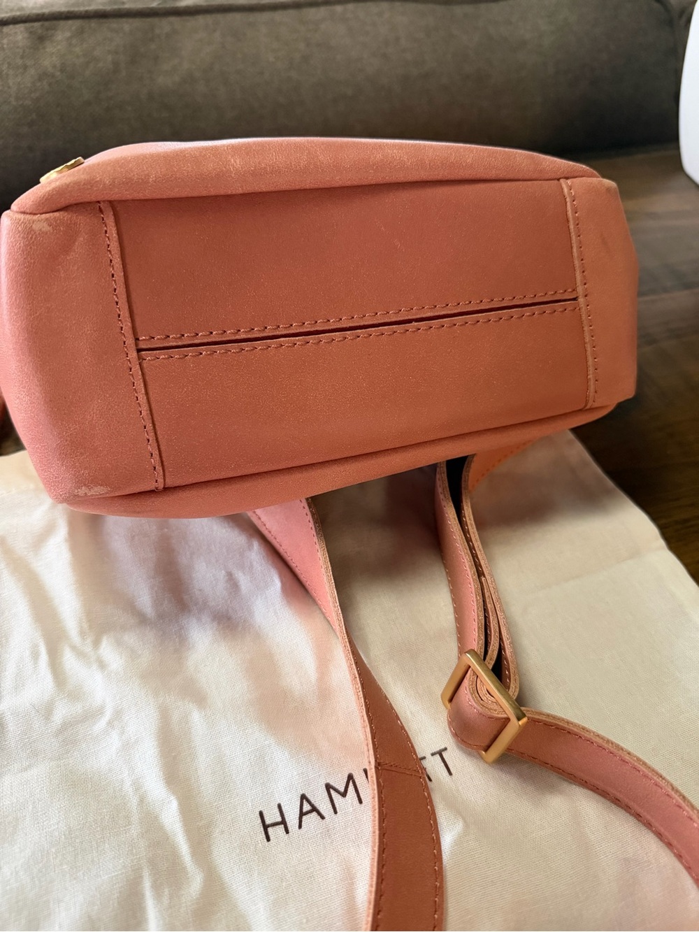 Hammitt Evan crossbody sorbet pink/ brushed gold hammered- SMALL size - Picture 8 of 11